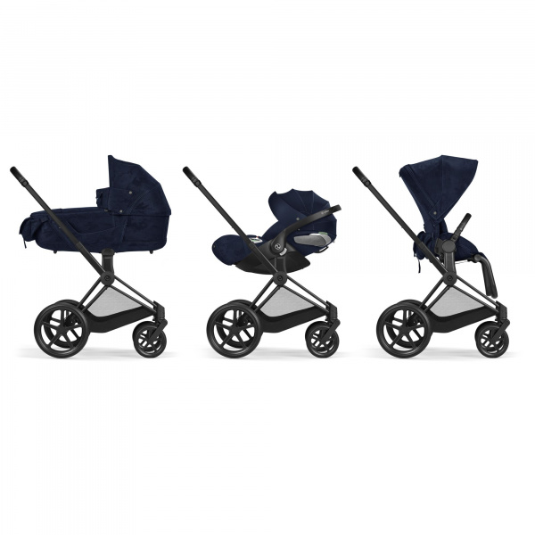 Poussette priam 4 rebellious luxury denim blue châssis matt black Cybex