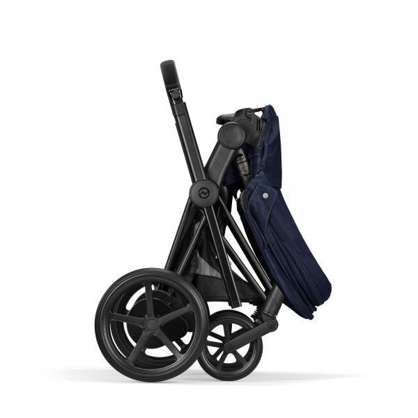 Poussette e-priam 2 rebellious luxury denim blue châssis matt black Cybex