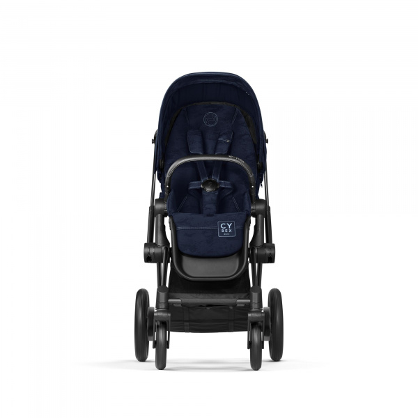 Poussette e-priam 2 rebellious luxury denim blue châssis matt black Cybex
