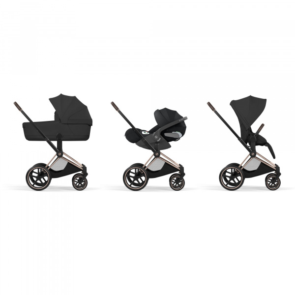 Poussette priam 5 sepia black châssis rosegold Cybex