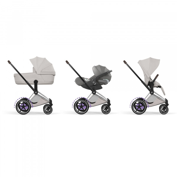 Poussette électrique e-priam 3 city grey châssis chrome Cybex