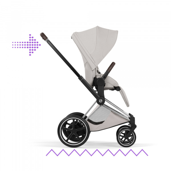 Poussette électrique e-priam 3 city grey châssis chrome Cybex