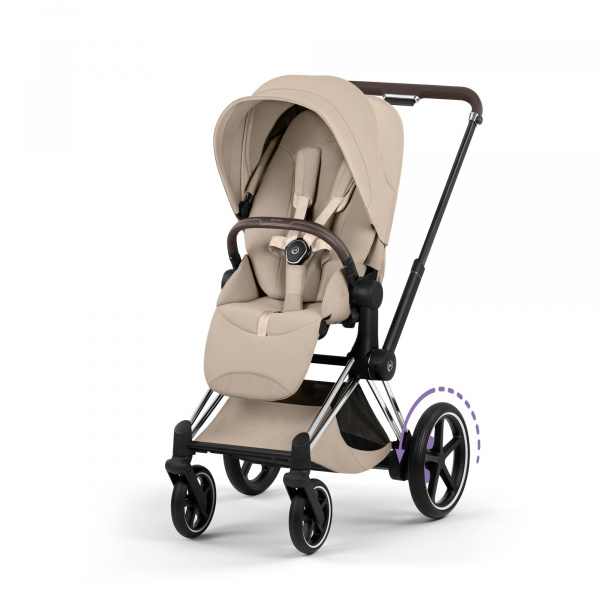 Poussette électrique e-priam 3 cozy beige châssis chrome Cybex