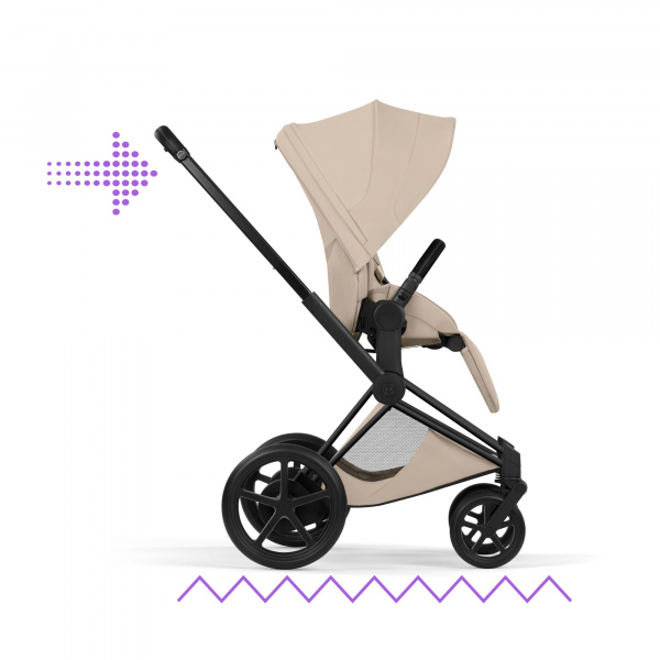 Poussette électrique e-priam 3 cozy beige châssis matt black Cybex