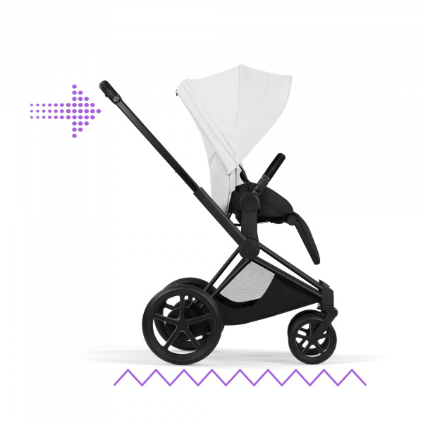 Poussette électrique e-priam 3 off white châssis matt black Cybex