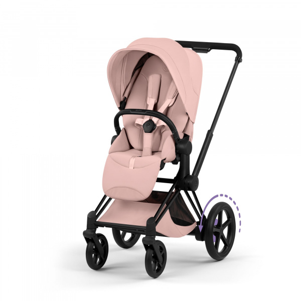 Poussette électrique e-priam 3 peach pink châssis matt black Cybex