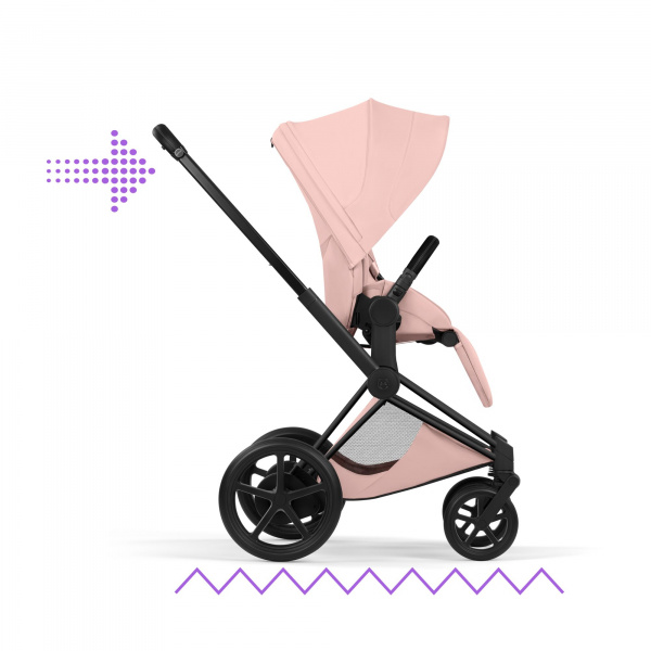 Poussette électrique e-priam 3 peach pink châssis matt black Cybex