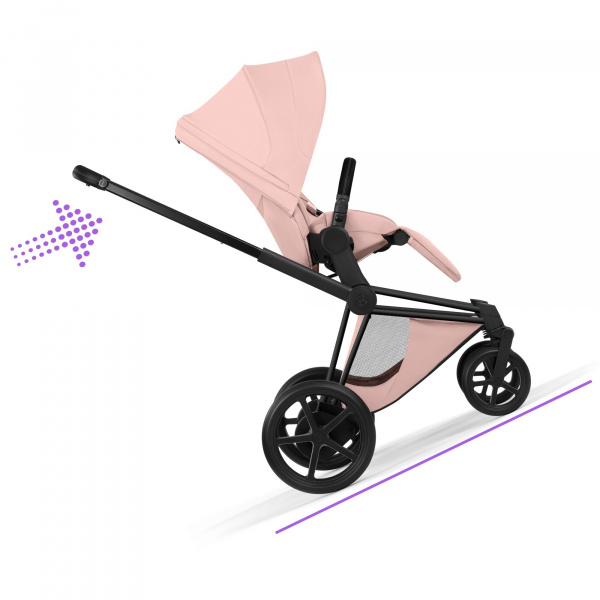 Poussette électrique e-priam 3 peach pink châssis matt black Cybex