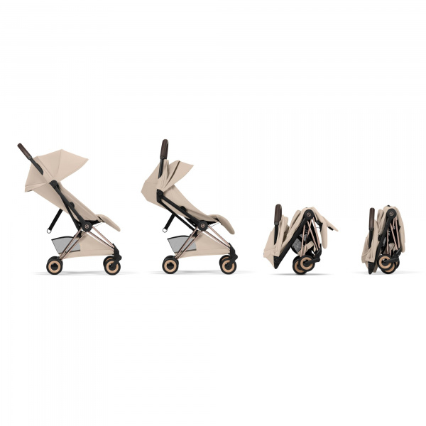 Poussette compacte voyage coya 2 style châssis rosegold cozy beige Cybex