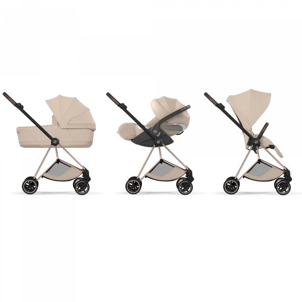 Poussette compacte mios 4 cozy beige châssis rosegold Cybex