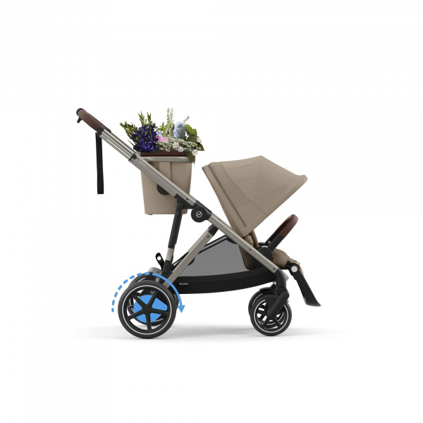 Poussette e-gazelle s almond beige châssis taupe Cybex