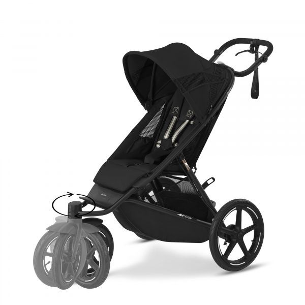 Poussette avi spin 3 roues tout-terrain et running moon black Cybex
