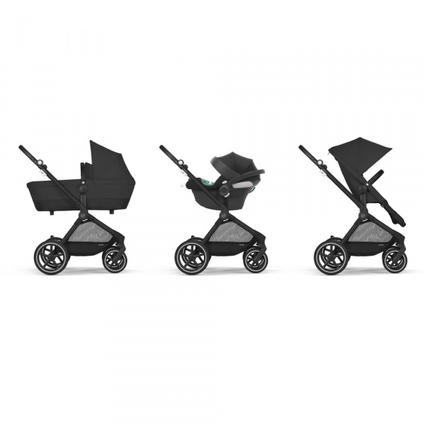 Poussette eos lux 2-en-1 moon black châssis noir Cybex