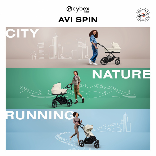 Poussette avi spin 3 roues tout-terrain et running moon black Cybex