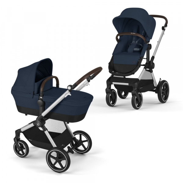 Poussette eos lux 2-en-1 ocean blue châssis silver Cybex