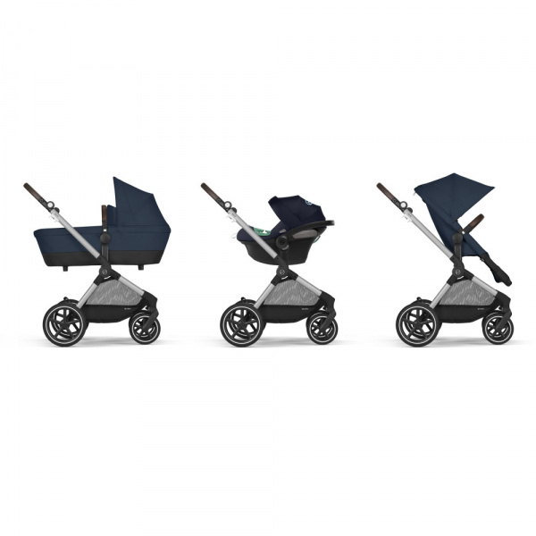 Poussette eos lux 2-en-1 ocean blue châssis silver Cybex