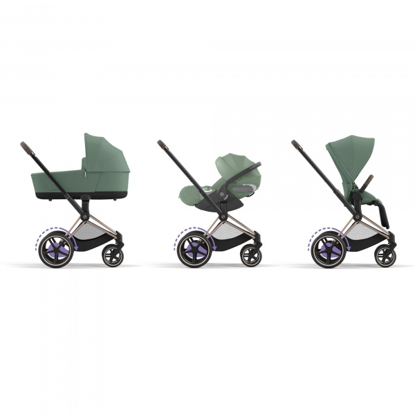 Poussette e-priam 2 cozy beige châssis chrome black Cybex