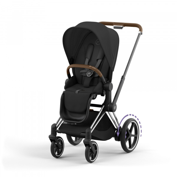 Poussette e-priam 2 sepia black châssis chrome brown Cybex