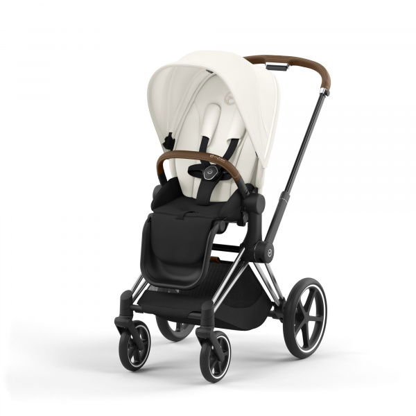 Poussette priam 4 off white châssis chrome brown Cybex