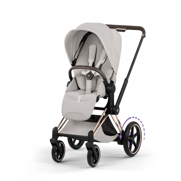 Poussette électrique e-priam 3 city grey châssis rosegold Cybex