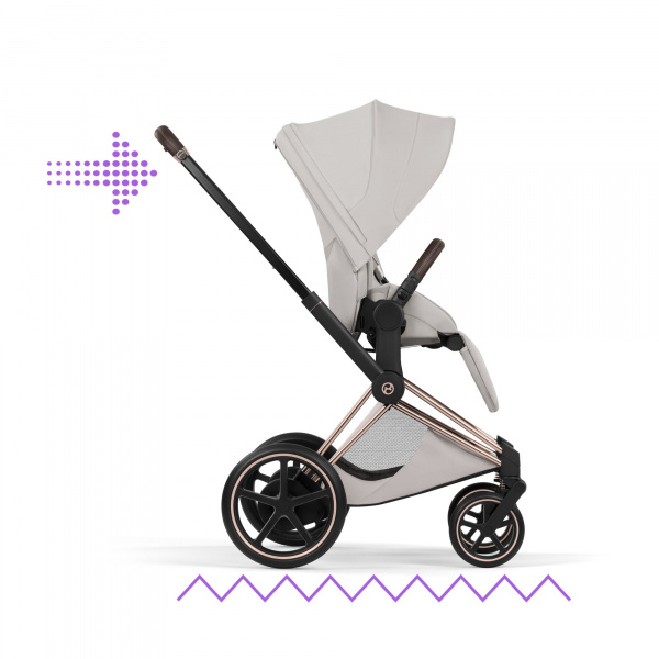 Poussette électrique e-priam 3 city grey châssis rosegold Cybex