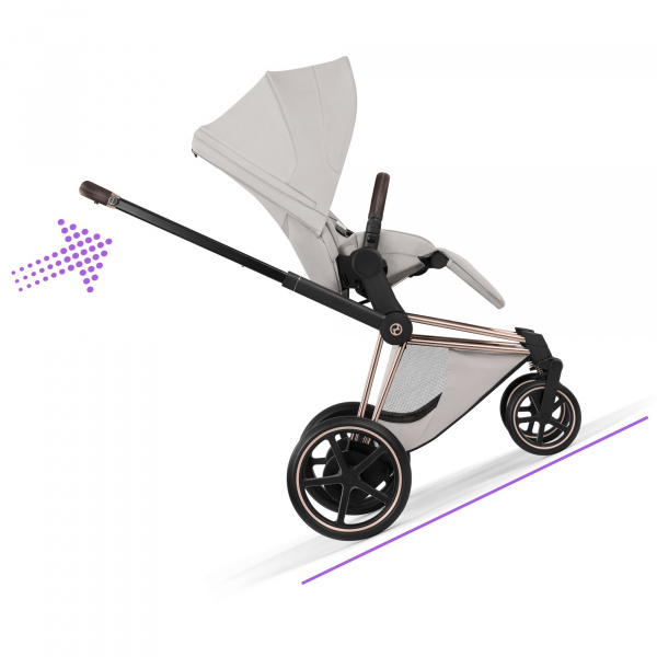 Poussette électrique e-priam 3 city grey châssis rosegold Cybex