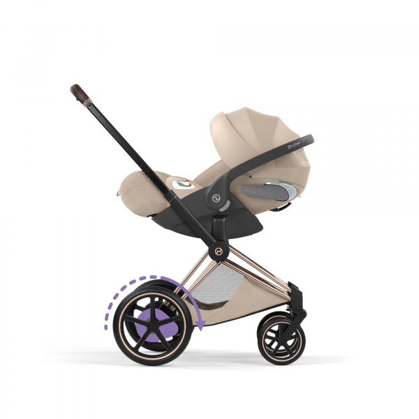 Poussette électrique e-priam 3 cozy beige châssis rosegold Cybex