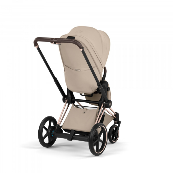 Poussette électrique e-priam 3 cozy beige châssis rosegold Cybex