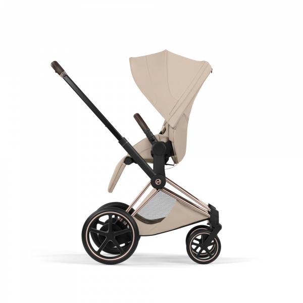 Poussette électrique e-priam 3 cozy beige châssis rosegold Cybex