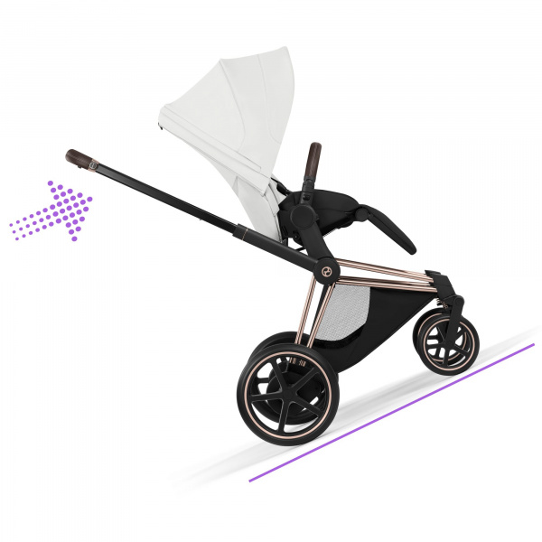 Poussette électrique e-priam 3 off white châssis rosegold Cybex