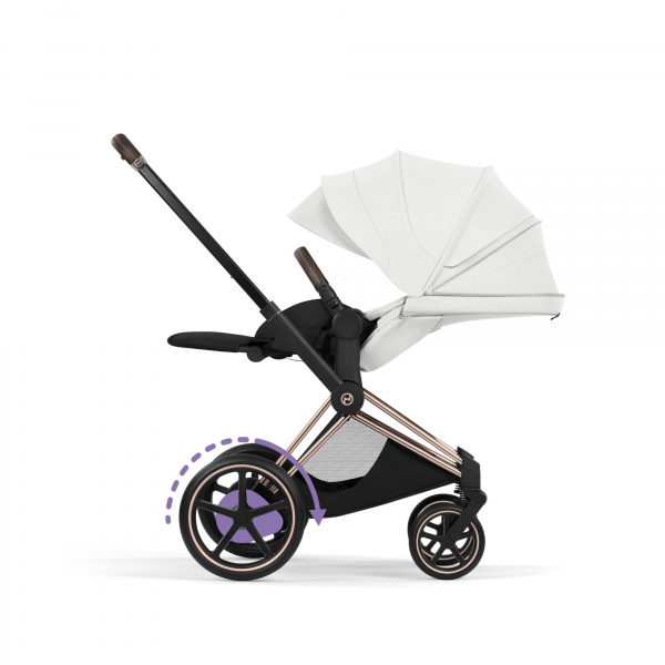 Poussette électrique e-priam 3 off white châssis rosegold Cybex