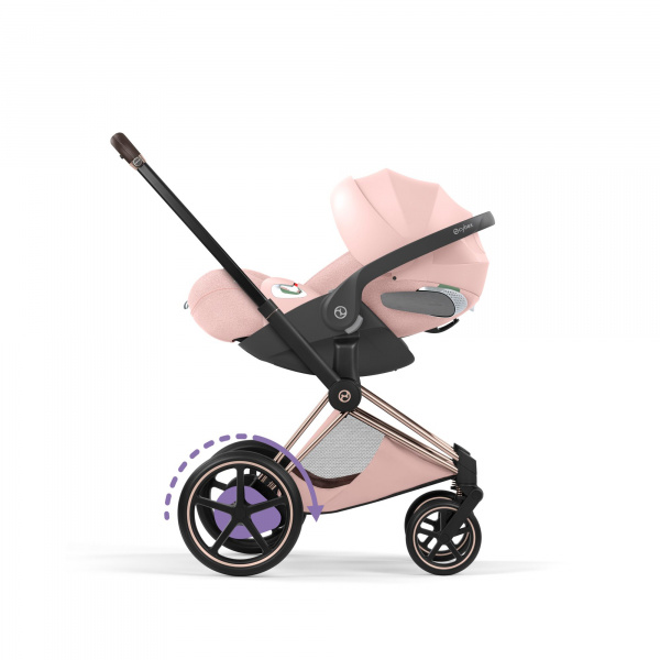 Poussette électrique e-priam 3 peach pink châssis rosegold Cybex
