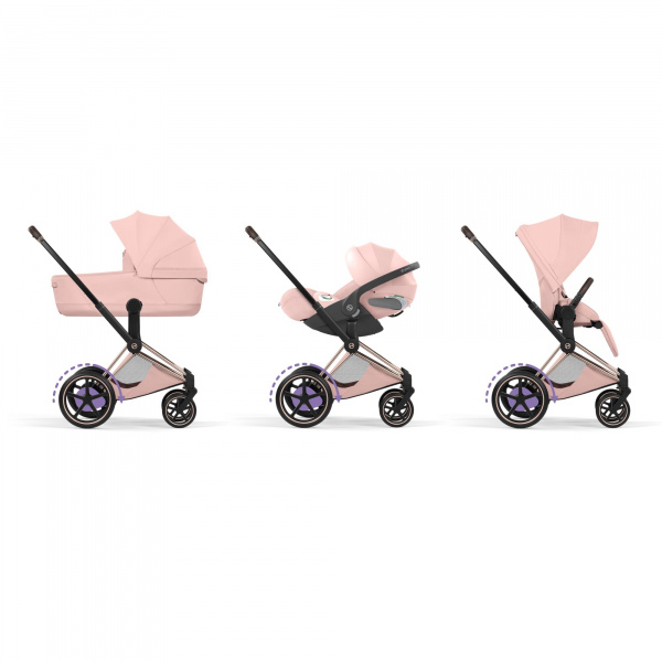 Poussette électrique e-priam 3 peach pink châssis rosegold Cybex