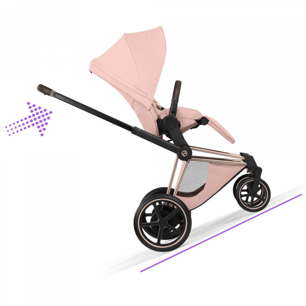 Poussette électrique e-priam 3 peach pink châssis rosegold Cybex