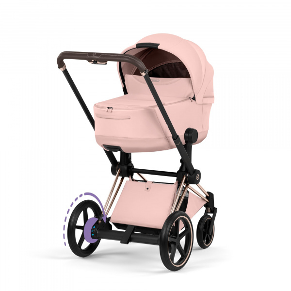 Poussette électrique e-priam 3 peach pink châssis rosegold Cybex