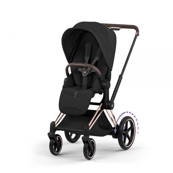 Poussette électrique e-priam 3 sepia black châssis rosegold Cybex
