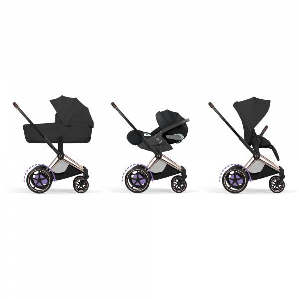 Poussette électrique e-priam 3 sepia black châssis rosegold Cybex
