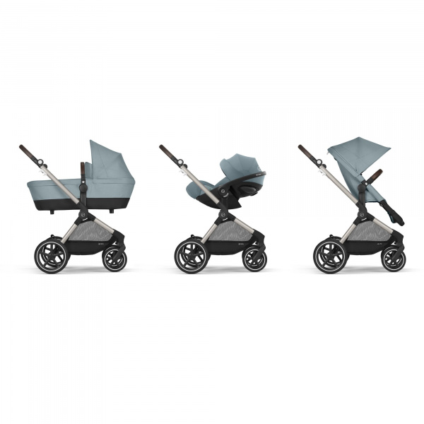 Poussette eos lux 2-en-1 stormy blue châssis taupe Cybex