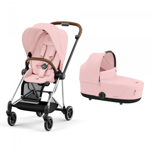 Poussette duo mios 3 off white châssis chrome brown + nacelle luxe Cybex
