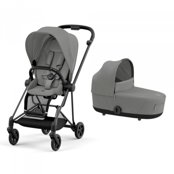 Poussette duo mios 3 mirage grey châssis matt black + nacelle luxe Cybex
