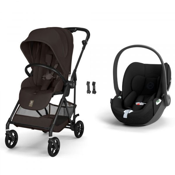 Poussette duo melio carbon 6 chocolate brown avec siège auto cloud t i-size Cybex