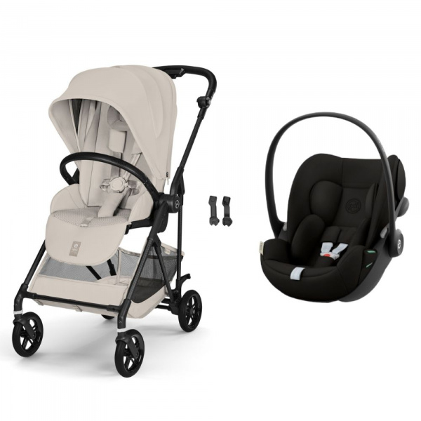 Poussette duo melio carbon 6 dune grey avec siège auto cloud g i-size Cybex