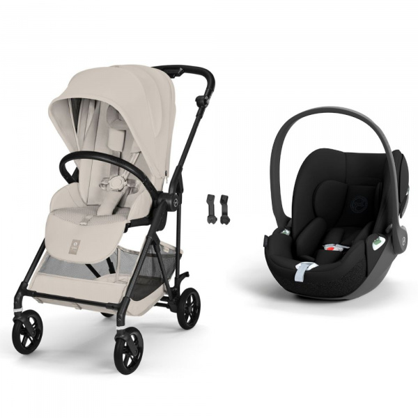 Poussette duo melio carbon 6 dune grey avec siège auto cloud t i-size Cybex