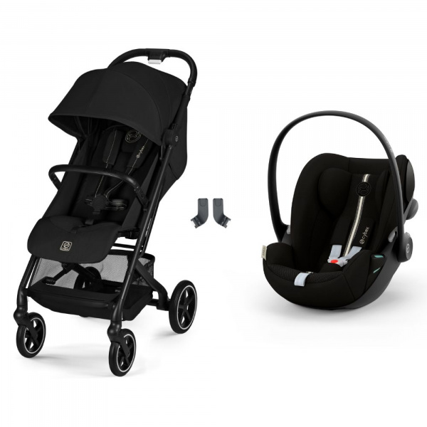 Poussette duo beezy 4 compacte magic black avec siège auto cloud g i-size tissu plus Cybex