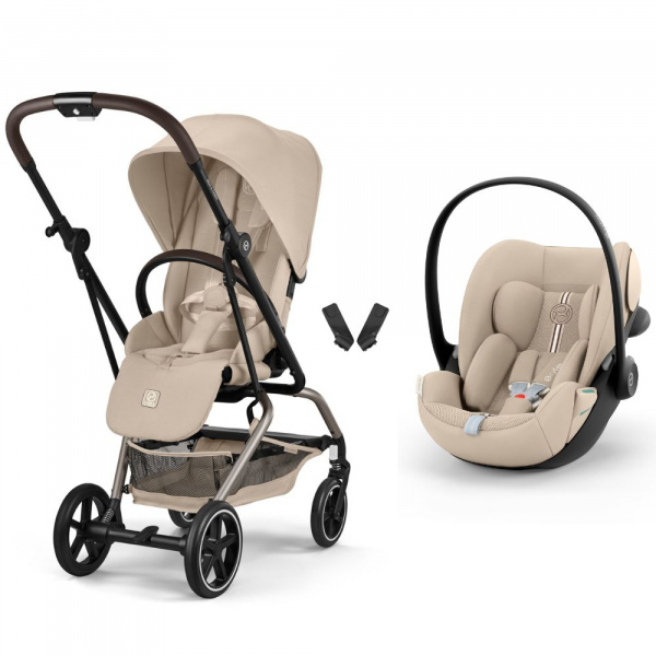 Poussette duo eezy s twist+ 2 pivotante almond beige avec siège auto cloud g3 i-size tissu plus Cybex