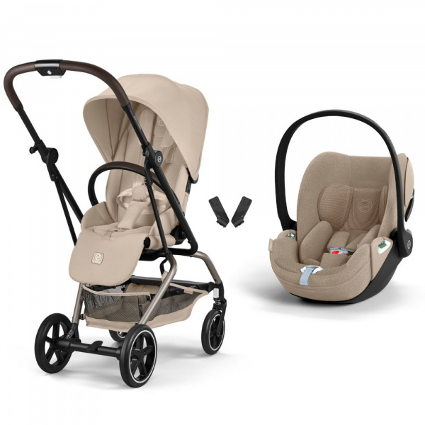 Poussette duo eezy s twist+ 2 pivotante almond beige avec siège auto cloud t i-size tissu plus Cybex
