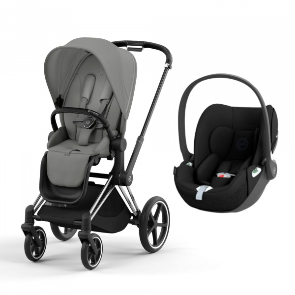 Poussette duo priam 4 sepia black châssis chrome black + siège auto cloud t i-size Cybex