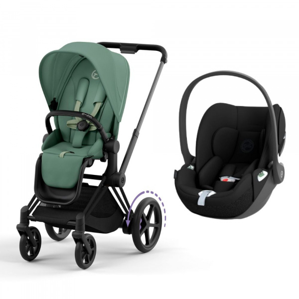 Poussette duo e-priam 2 leaf green châssis matt black + cloud t i-size Cybex