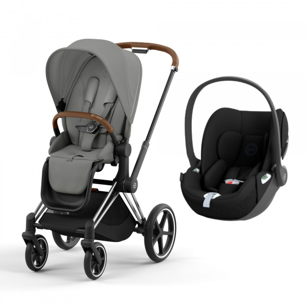 Poussette duo priam 4 mirage grey châssis chrome brown + siège auto cloud t i-size Cybex