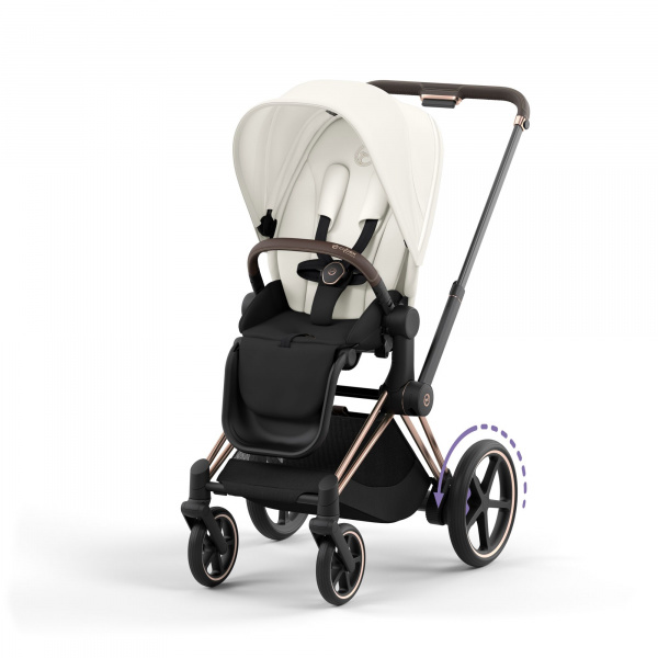 Poussette duo e-priam 2 off white châssis rose gold + cloud g i-size Cybex